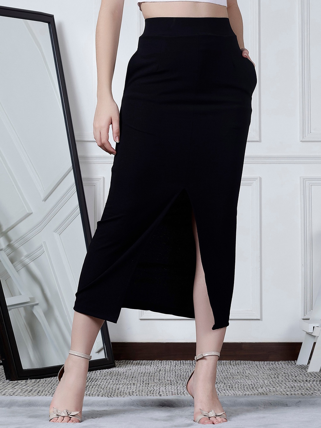 

NEUDIS Pencil Midi Skirt, Black