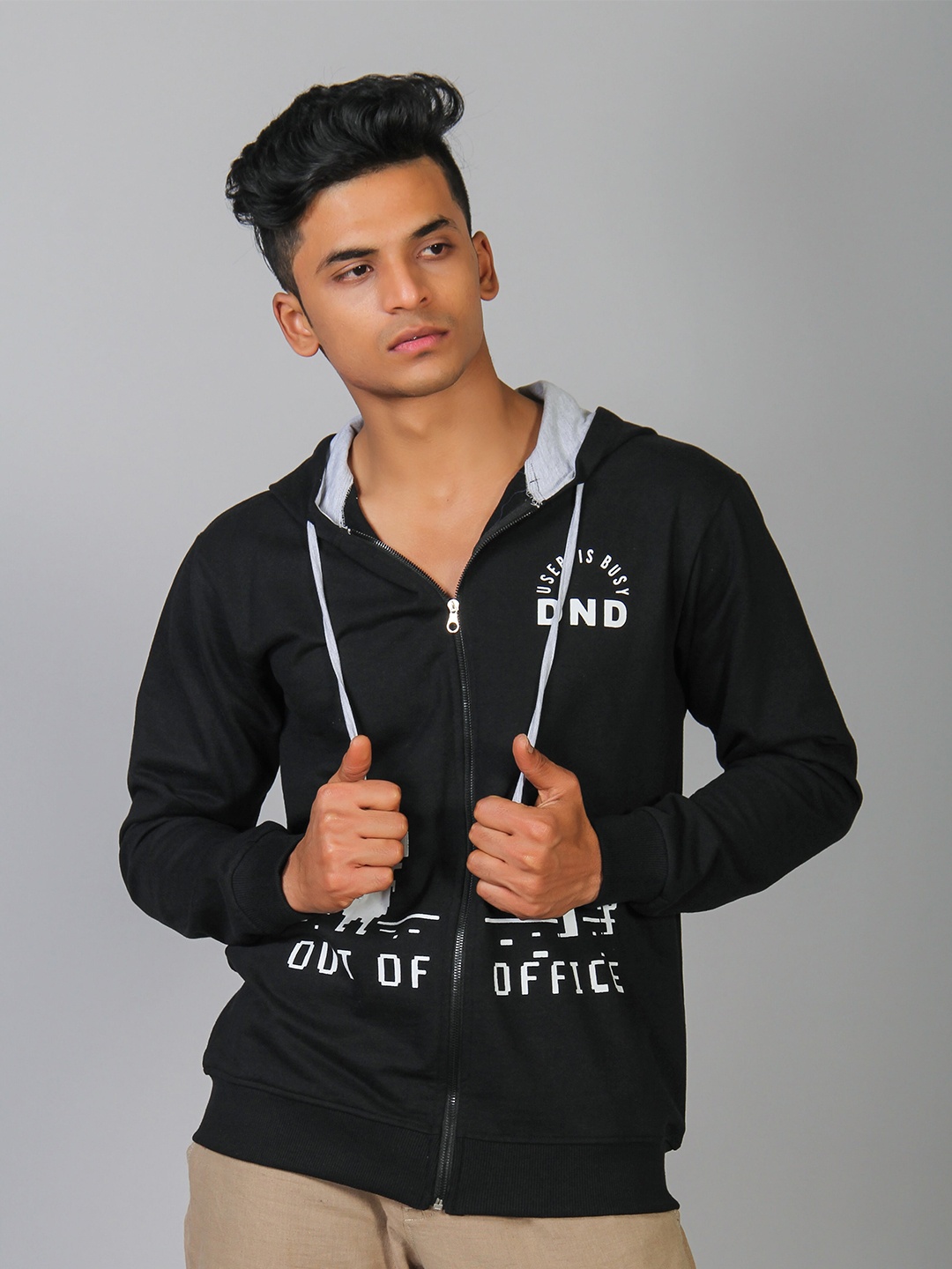 

MABYN Typography Printed Hooded Sweatshirt, Black