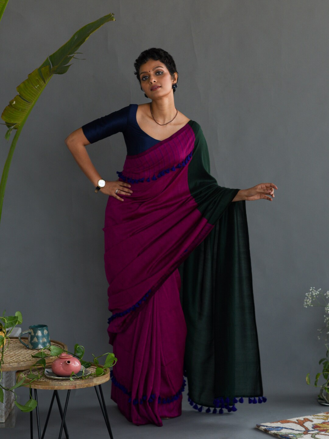 

Suta Colourblocked Saree, Pink