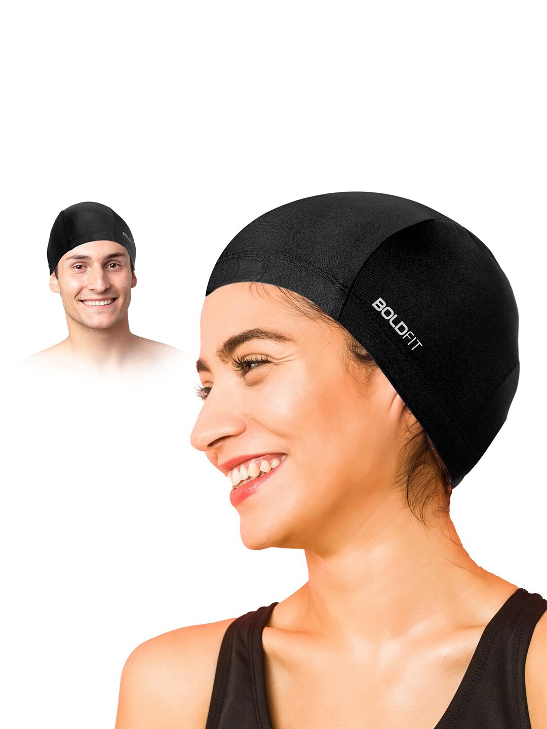 

BOLDFIT Chlorine Proof Breathable Swimming Cap, Black