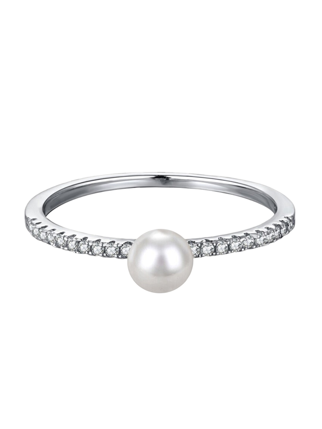 

MISS JO 92.5 Sterling Silver Stones & Beads-Studded Graceful Simplicity Finger Ring