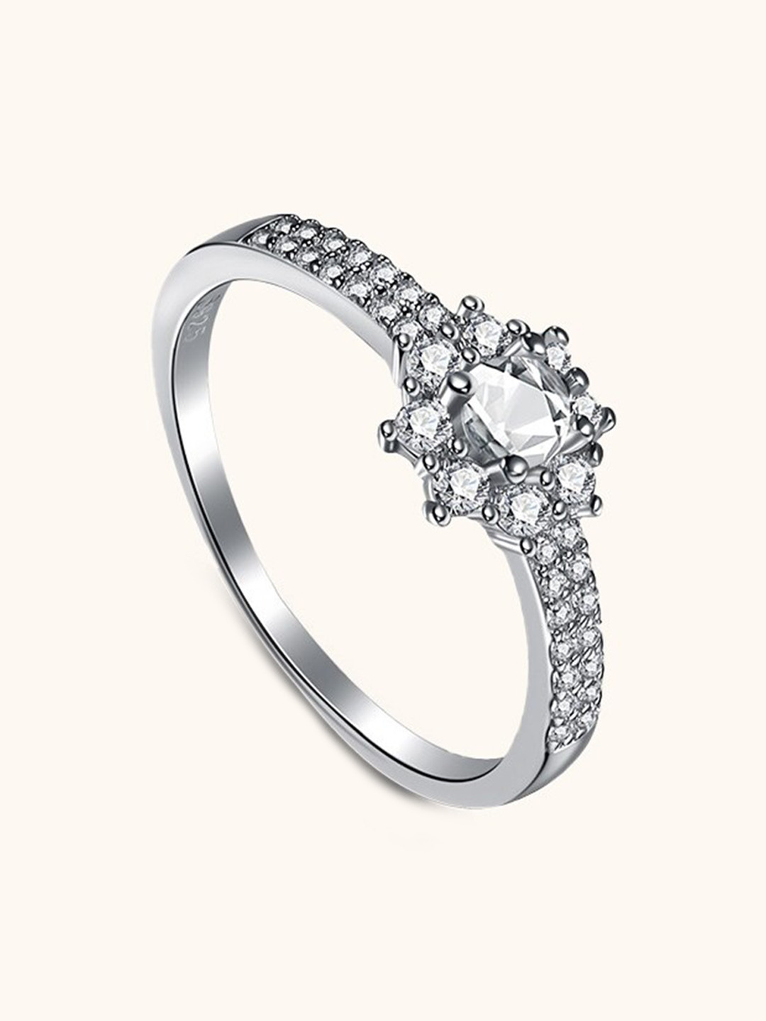 

MISS JO 92.5 Sterling Silver Crystal Studded Essence Finger Ring