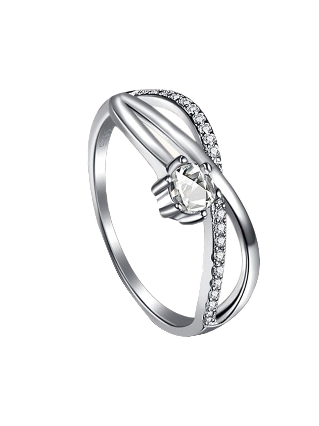 

MISS JO 92.5 Sterling Silver Crystal Studded Finger Ring
