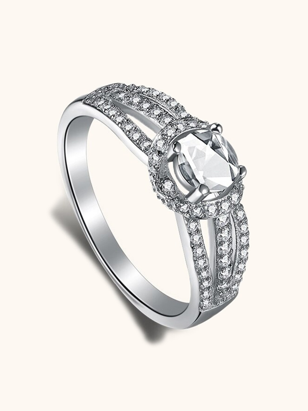 

MISS JO 92.5 Sterling Silver Crystal Elegance Finger Ring