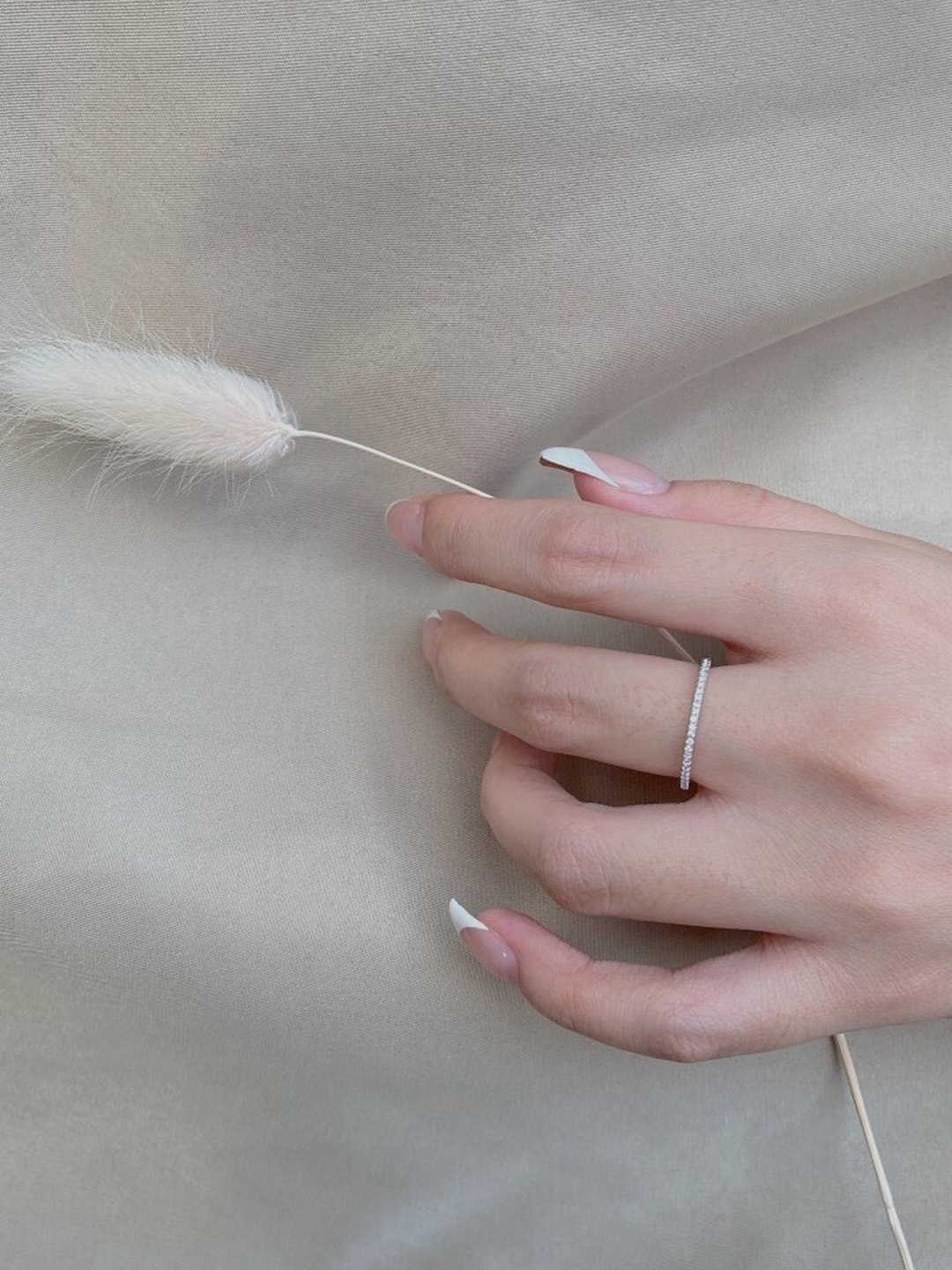 

MISS JO 92.5 Sterling Silver Crystal Studded Finger Ring
