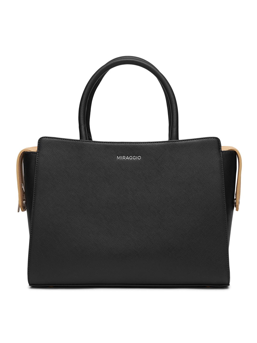 

MIRAGGIO Solid Structured Handbag with Crossbody Strap, Black