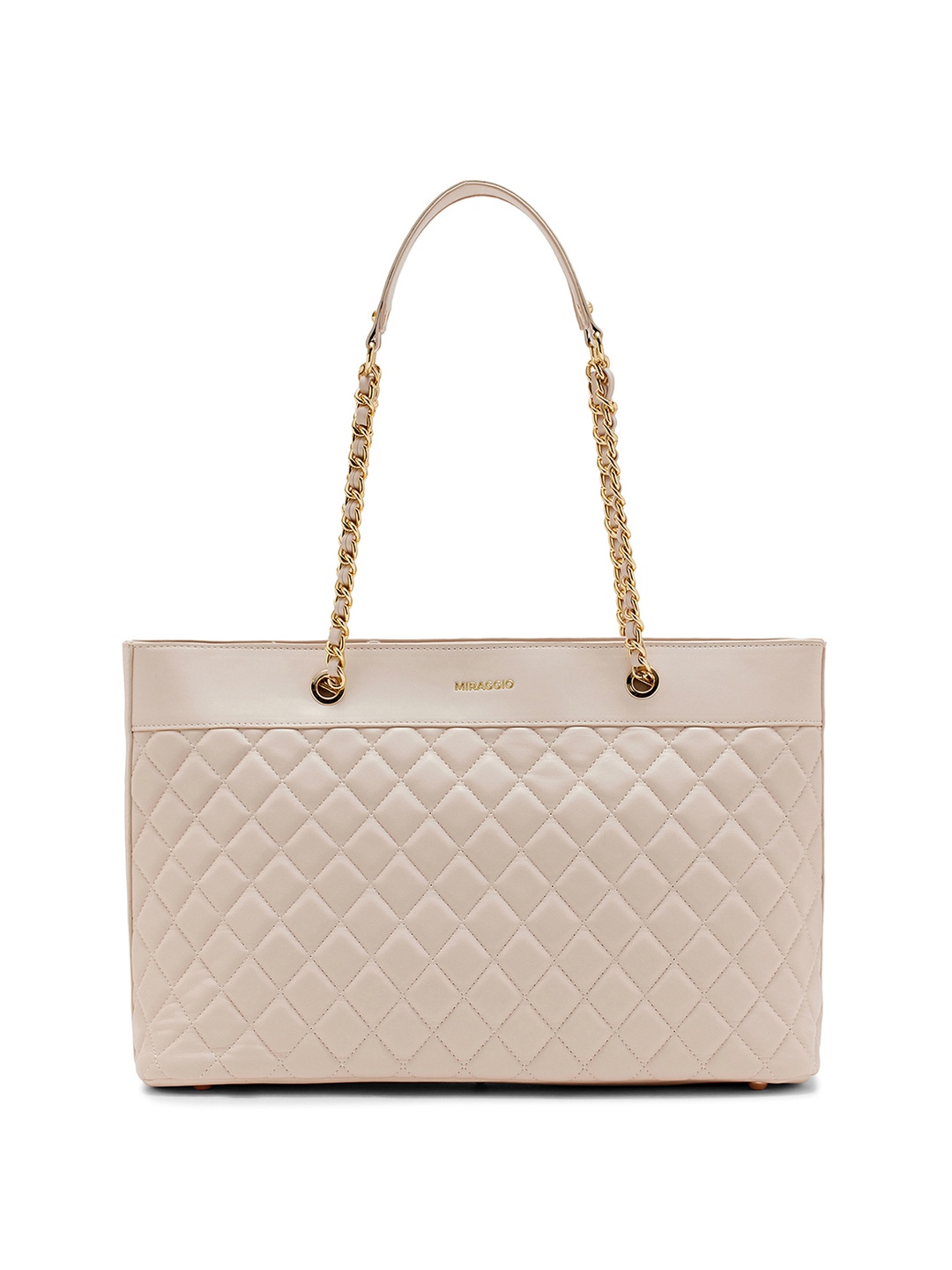 

MIRAGGIO Solid Quilted Tote Bag, White