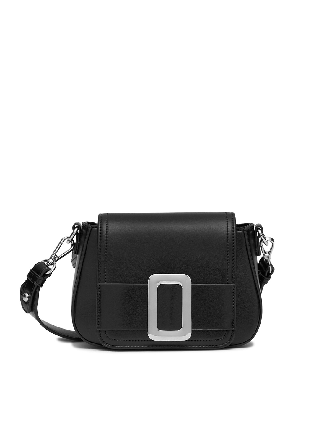 

MIRAGGIO Solid Structured Crossbody Sling Bag, Black