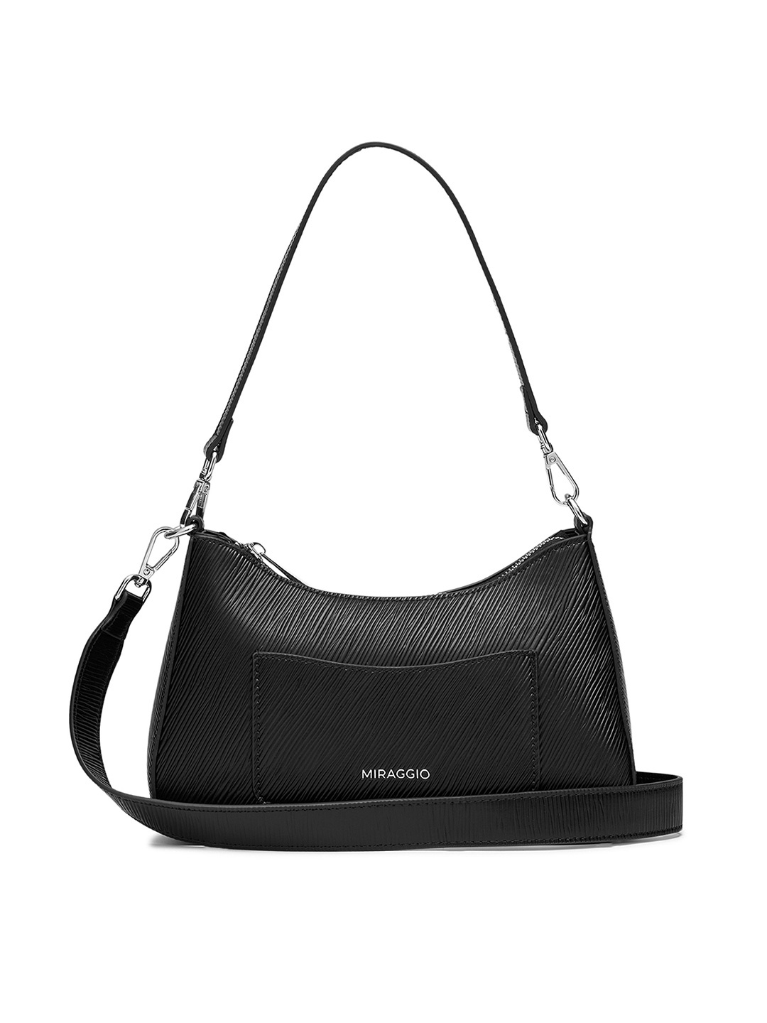 

MIRAGGIO Solid Shoulder Bag with Crossbody Strap, Black