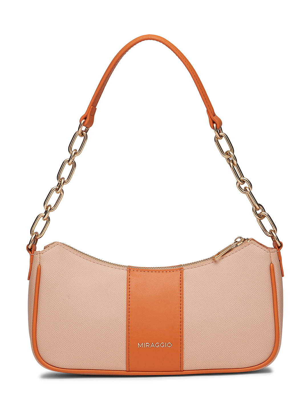 

MIRAGGIO Solid Shoulder Bag with Crossbody Strap, Orange