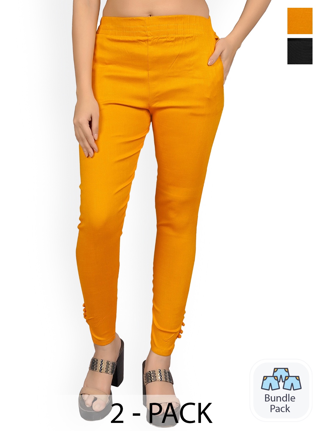 

MYSHA Women Black Comfort Straight Fit Easy Wash Trousers