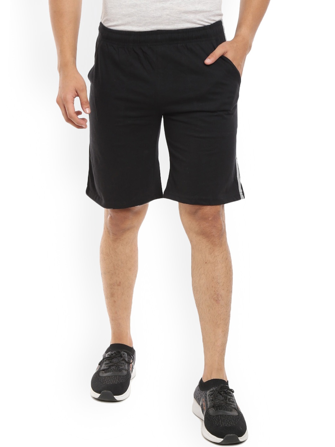 

V-Mart Men Mid-Rise Cotton Sports Shorts, Black
