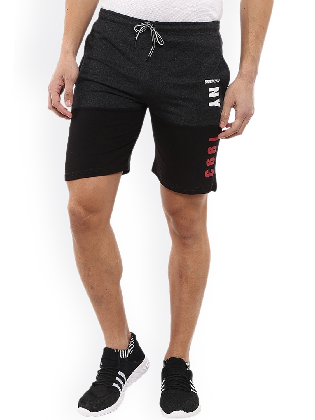 

V-Mart Men Typography Printed Cotton Sports Shorts, Grey