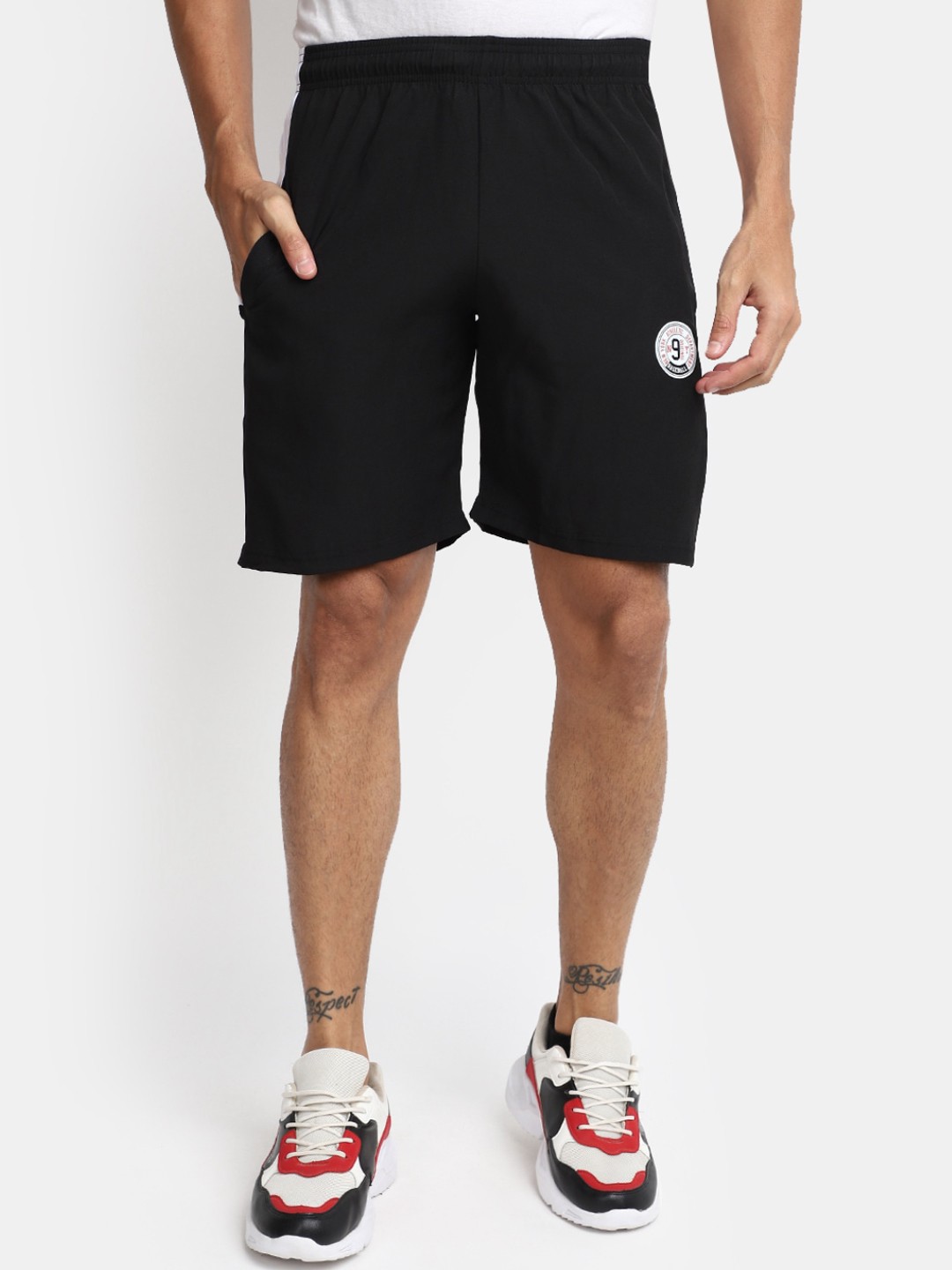 

V-Mart Men Mid Rise Cotton Shorts, Black