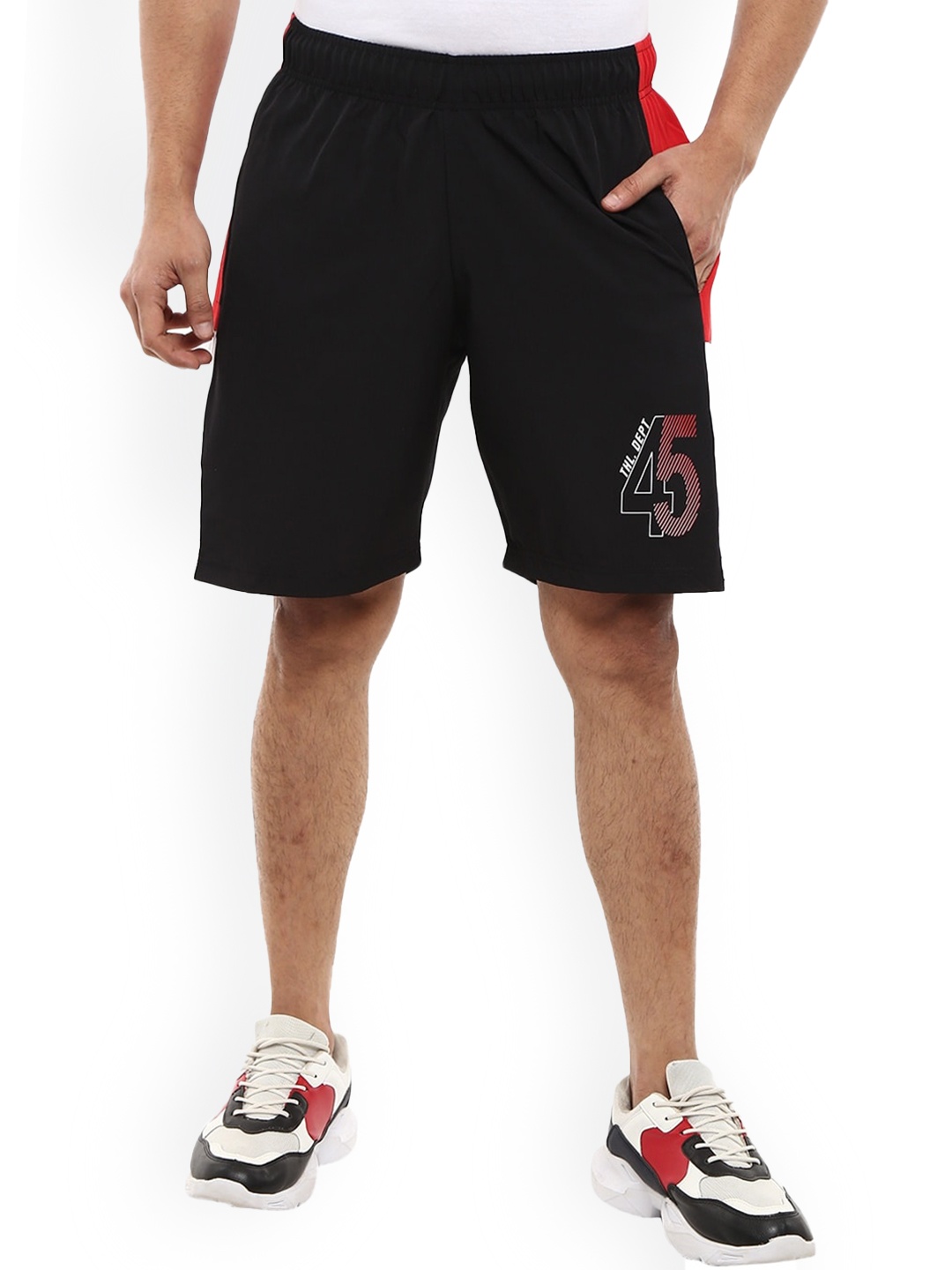 

V-Mart Men Mid Rise Cotton Sports Shorts, Black
