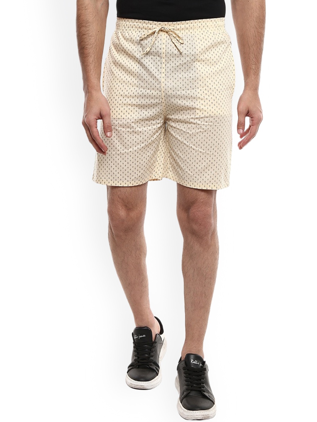 

V-Mart Men Conversational Printed Cotton Shorts, Beige