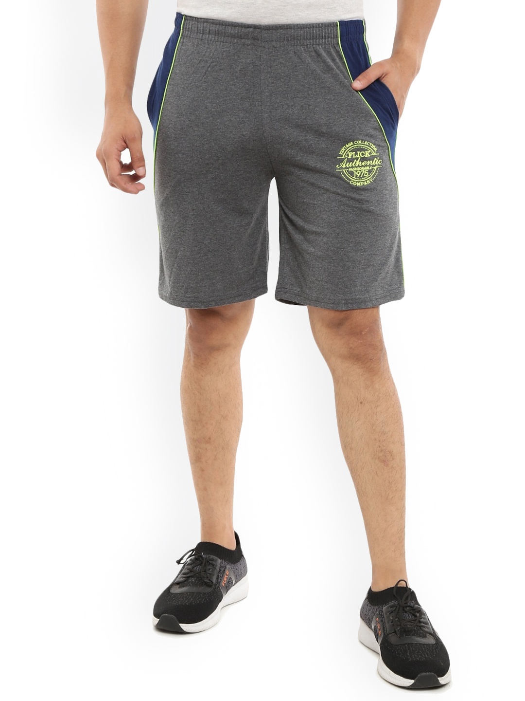 

V-Mart Men Printed Mid-Rise Cotton Shorts, Grey