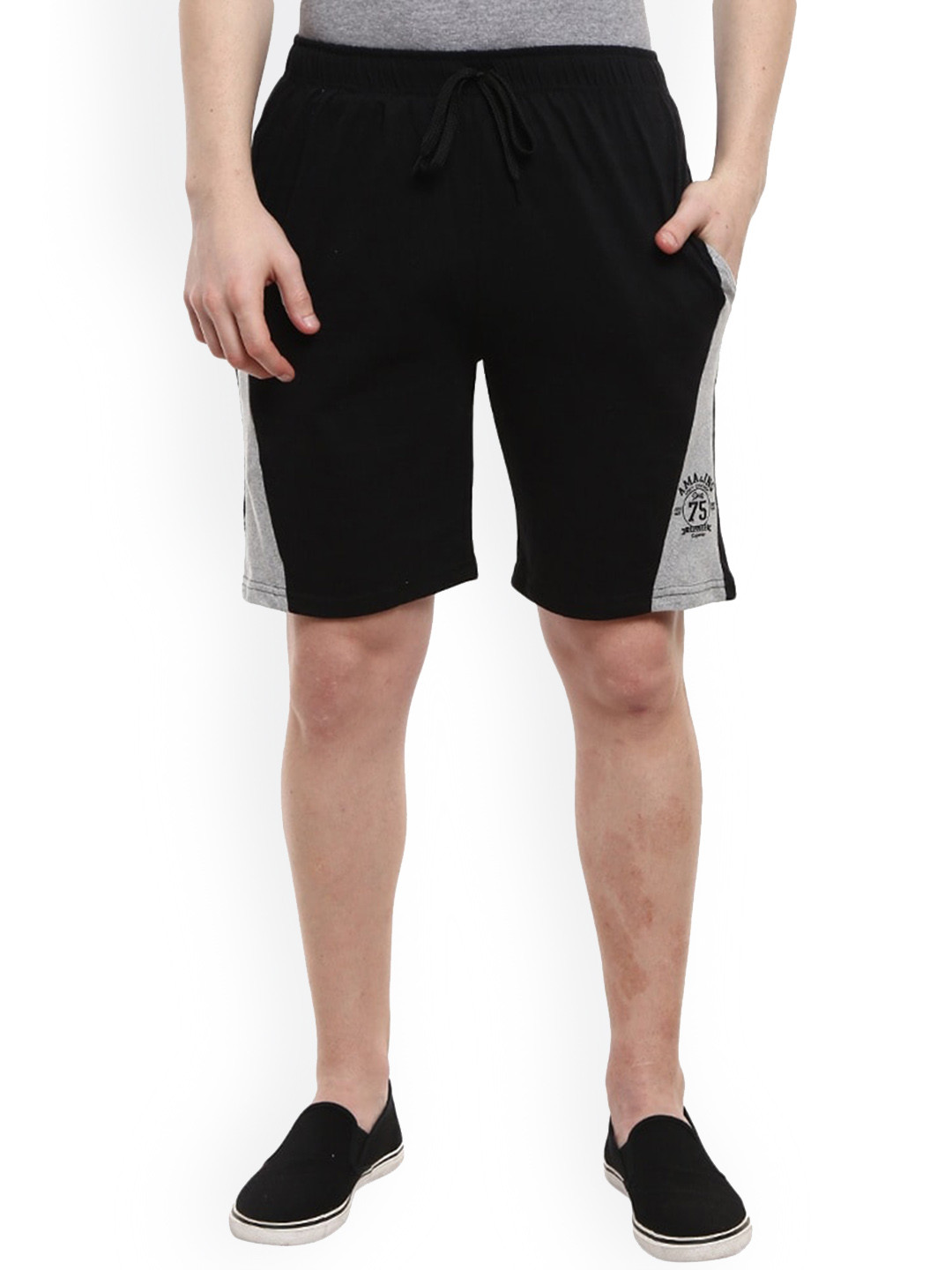 

V-Mart Men Mid Rise Cotton Shorts, Black