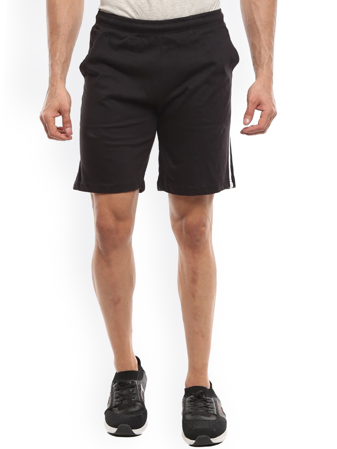 

V-Mart Men Cotton Slip-On Sports Shorts, Black