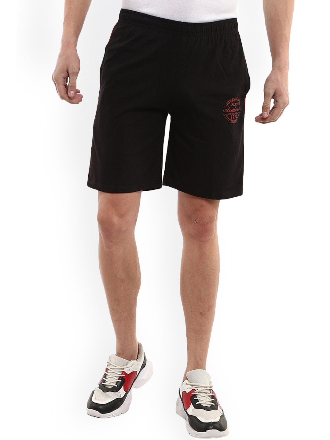 

V-Mart Men Colorblocked Mid-Rise Sports Shorts, Black