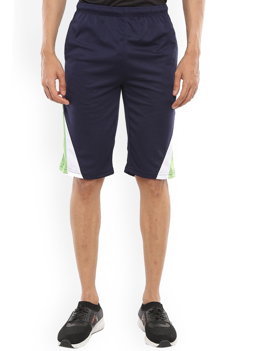 

V-Mart Men Colourblocked Cotton Sports Shorts, Navy blue