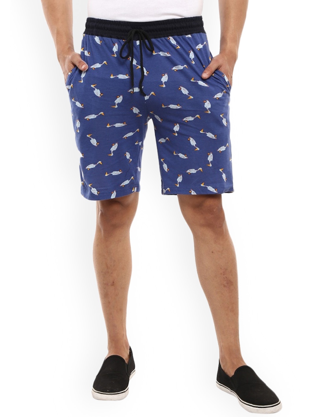 

V-Mart Men Conversational Printed Mid Rise Cotton Shorts, Blue