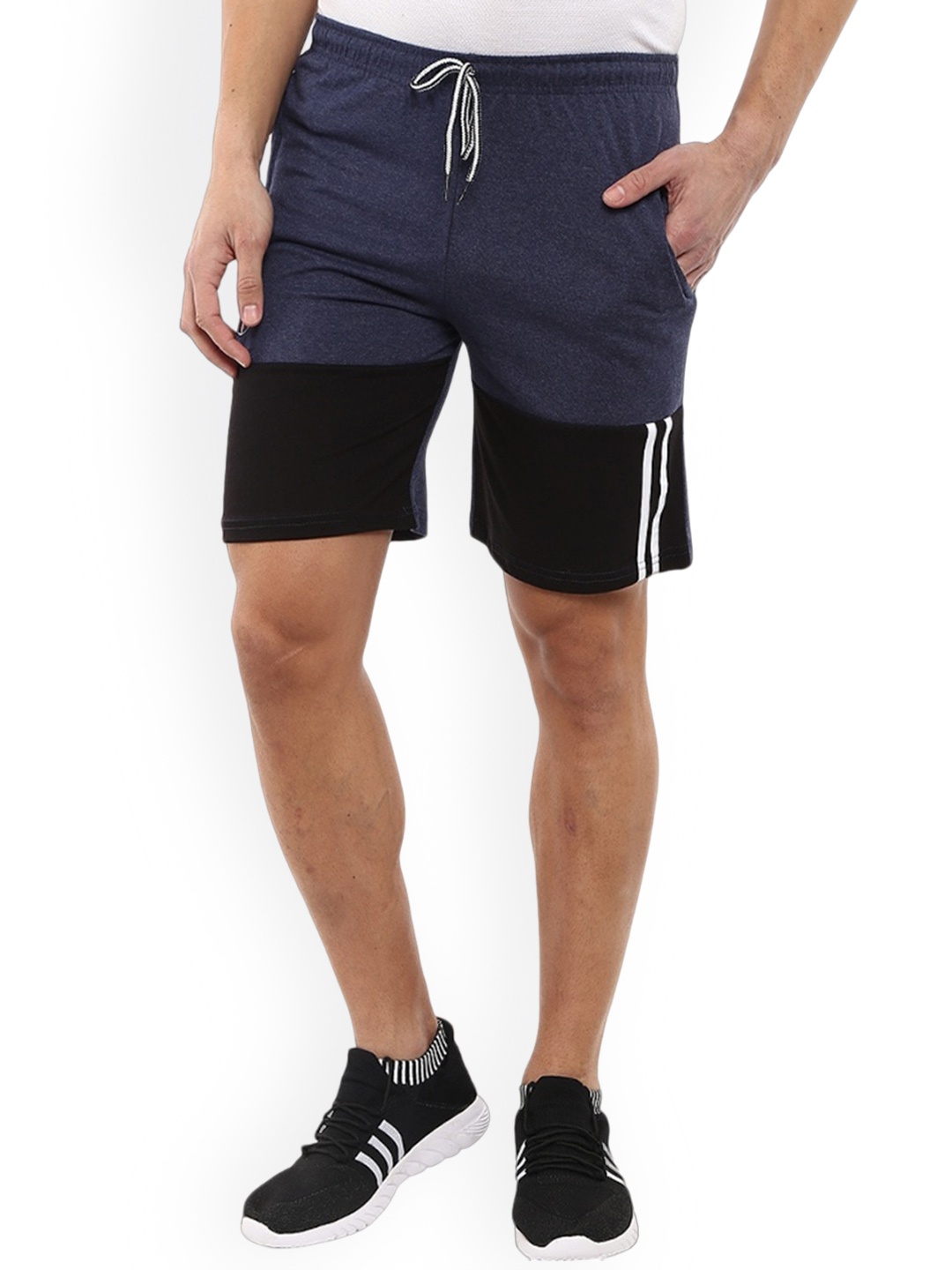 

V-Mart Men Mid-Rise Colourblocked Sports Shorts, Blue