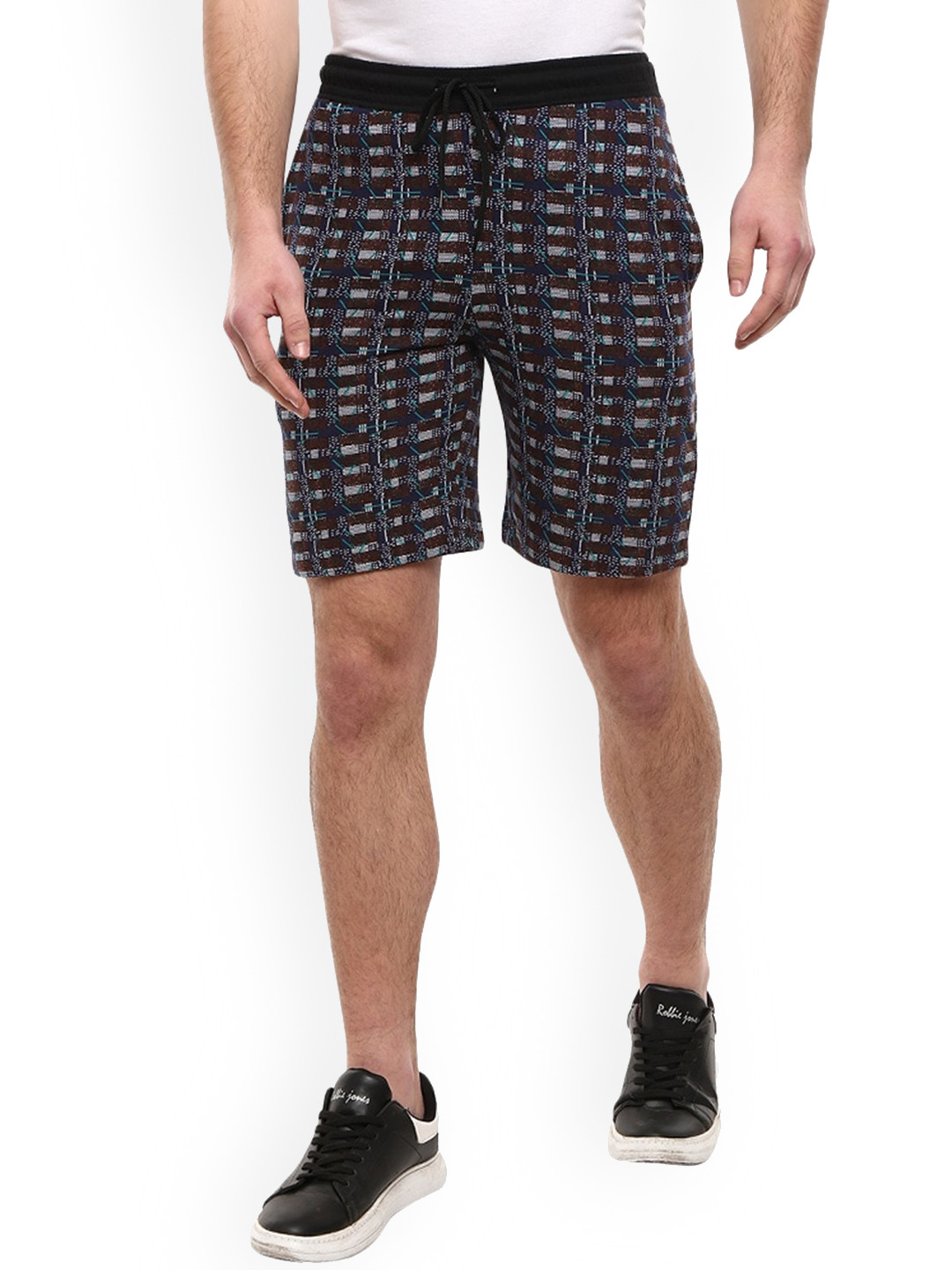 

V-Mart Men Abstract Printed Mid Rise Cotton Shorts, Blue