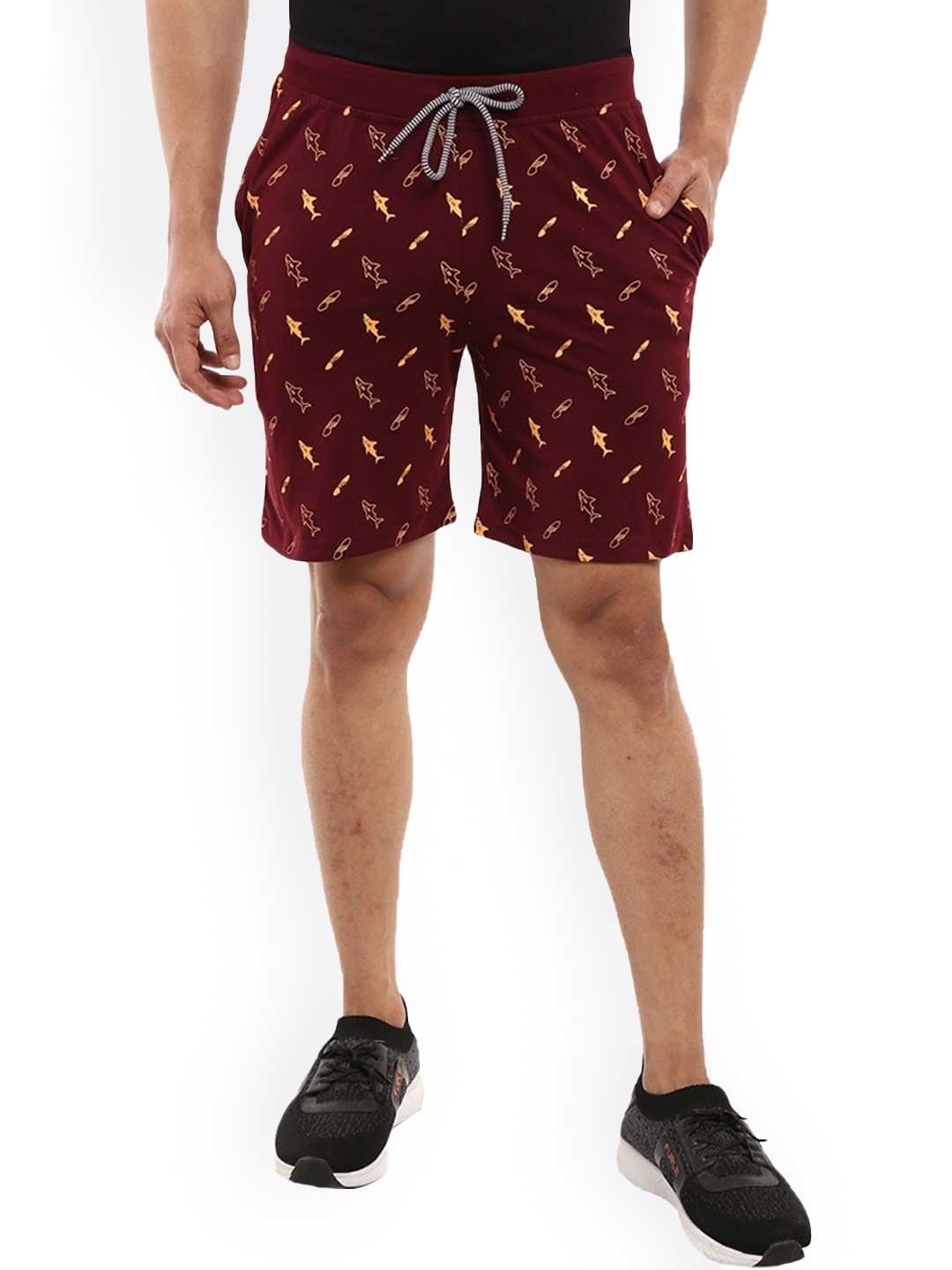 

V-Mart Men Conversational Printed Mid Rise Shorts, Red