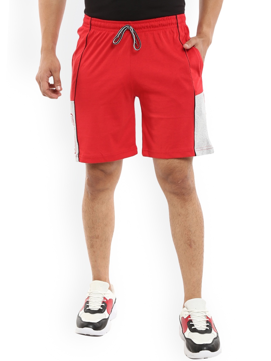 

V-Mart Men Colourblocked Cotton Shorts, Red