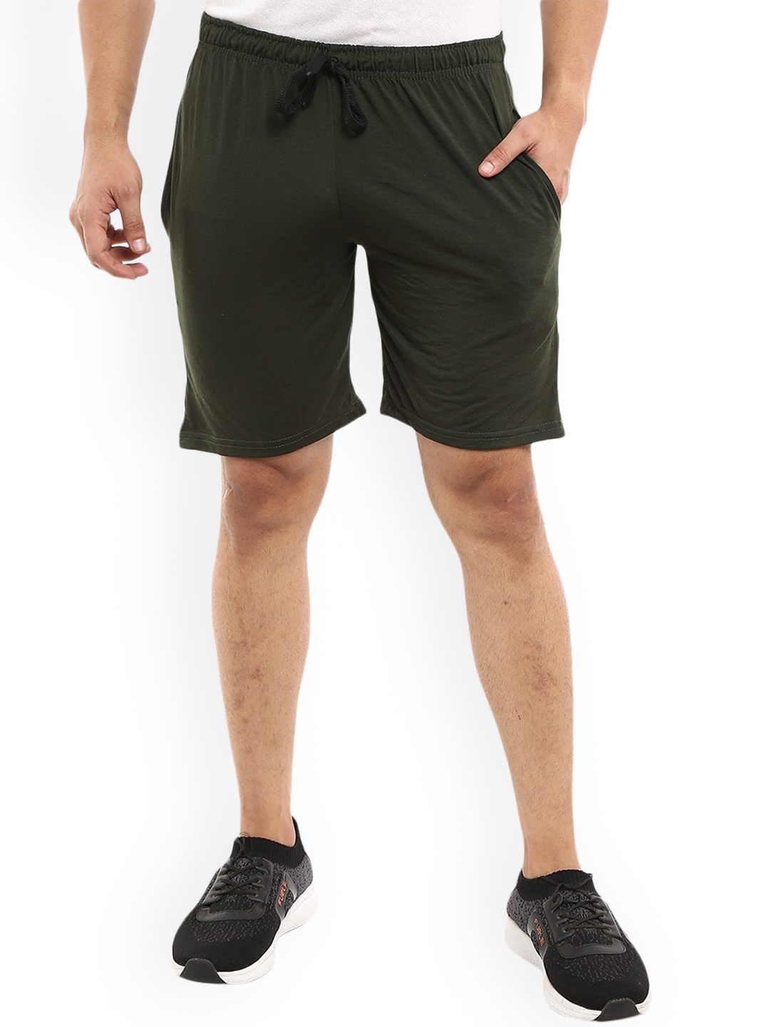 

V-Mart Men Mid Rise Cotton Shorts, Olive