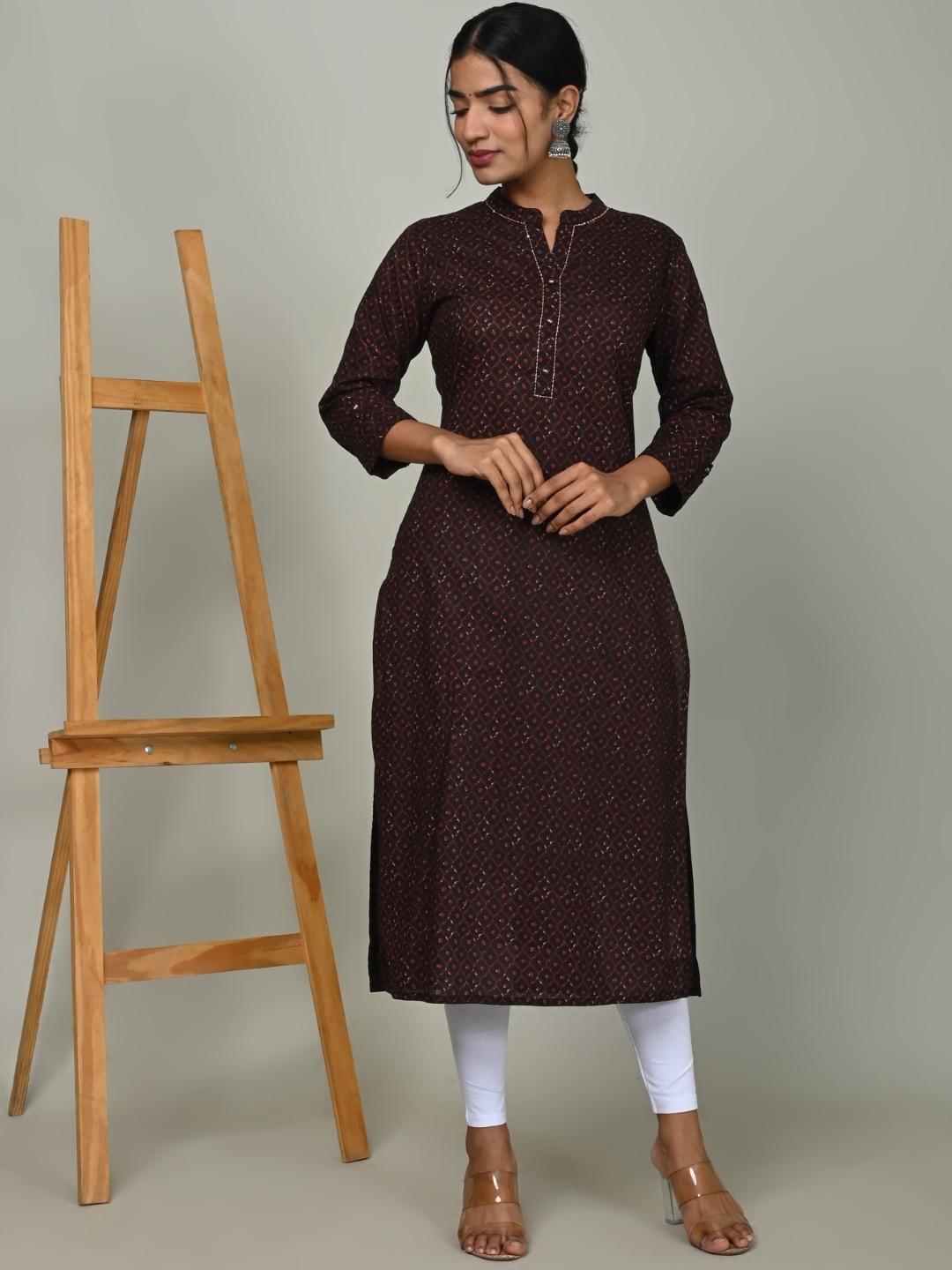

Nishika Geometric Printed Block Print Kurta, Black