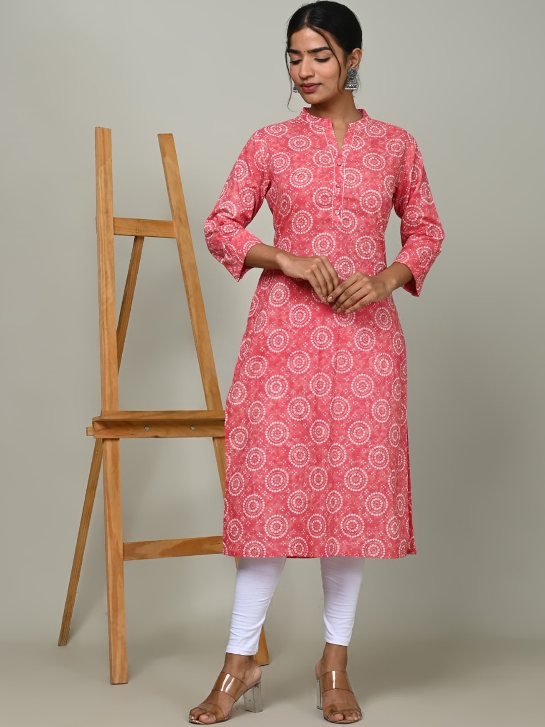 

Nishika Ethnic Motifs Printed Cotton Kurta, Peach