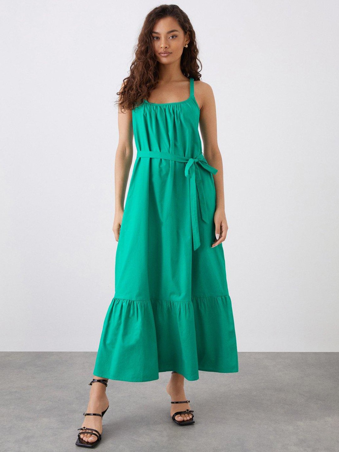 

DOROTHY PERKINS Petite Tiered Cotton Maxi Dress, Green