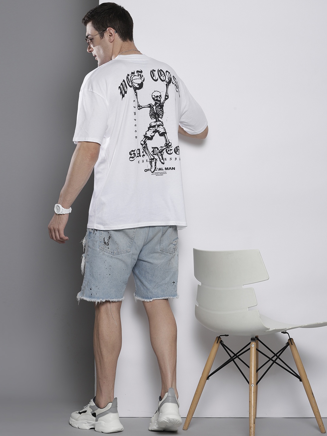 

boohooMAN Cotton Back Print Oversized T-shirt, White