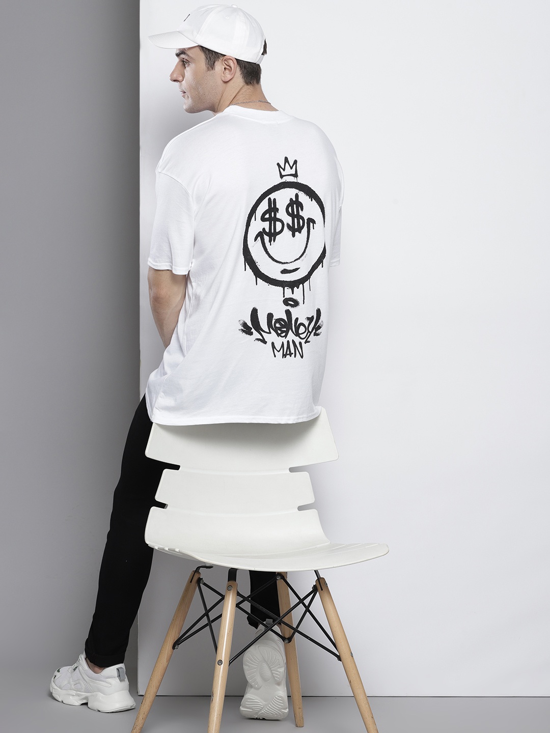 

boohooMAN Pure Cotton Printed Drop-Shoulder Oversized T-shirt, White