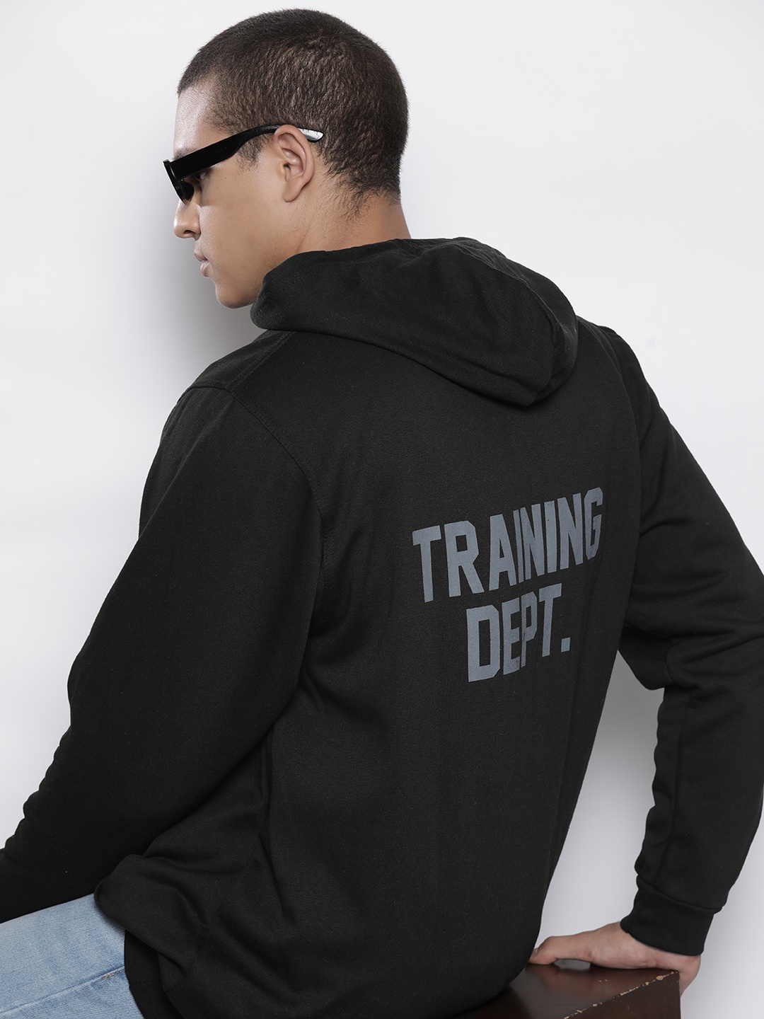 

boohooMAN Printed Hooded Oversized Sweatshirt, Black