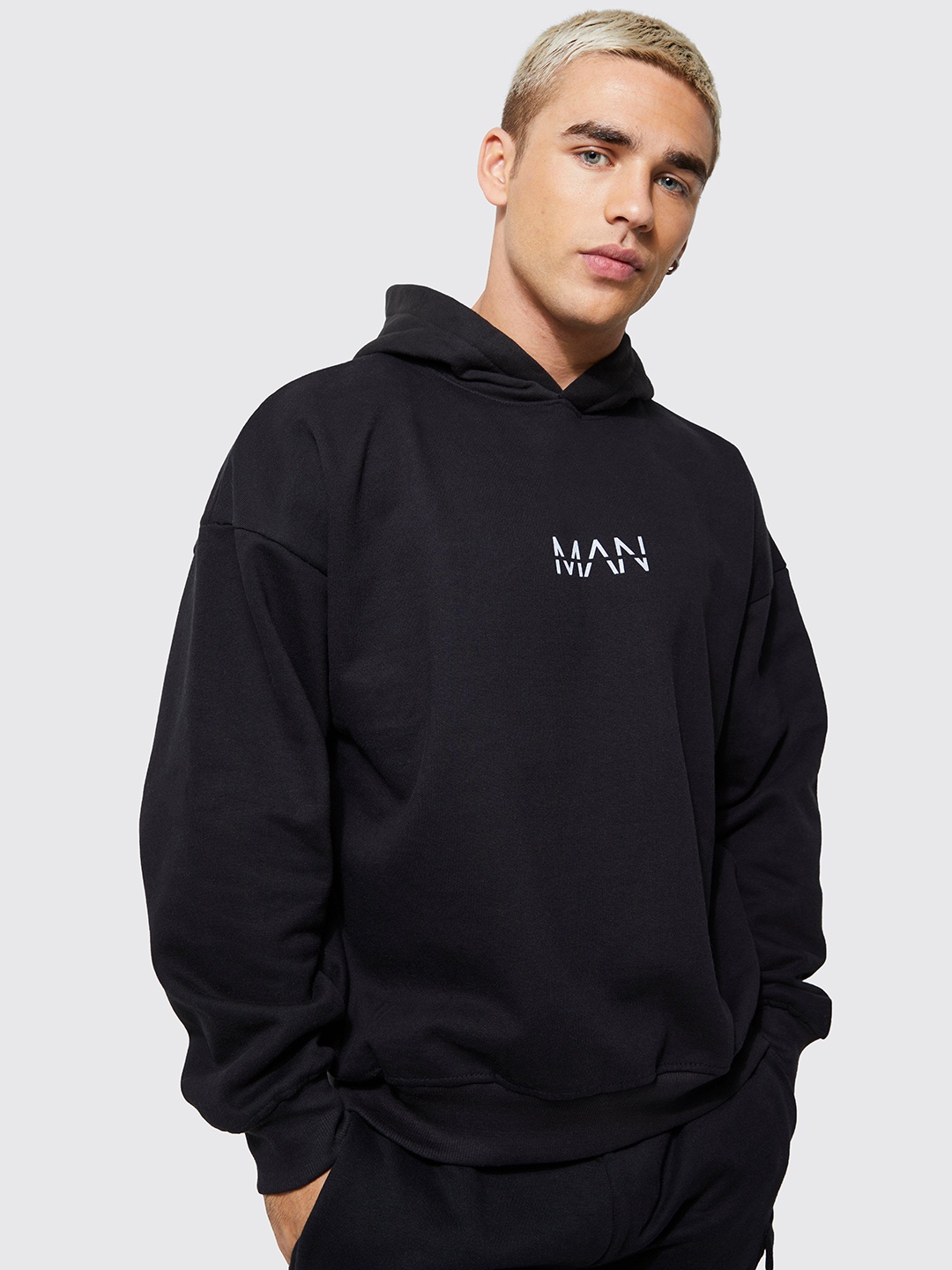 

boohooMAN Hooded Oversized Sweatshirt, Black