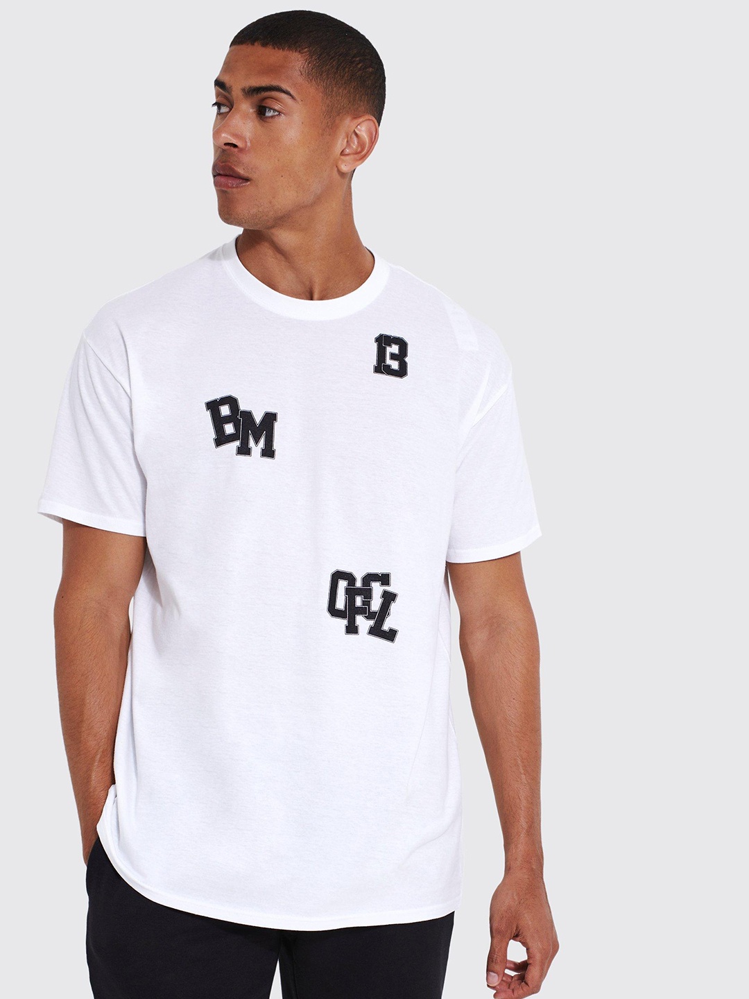 

boohooMAN Typography Printed Pure Cotton Oversized T-shirt, White