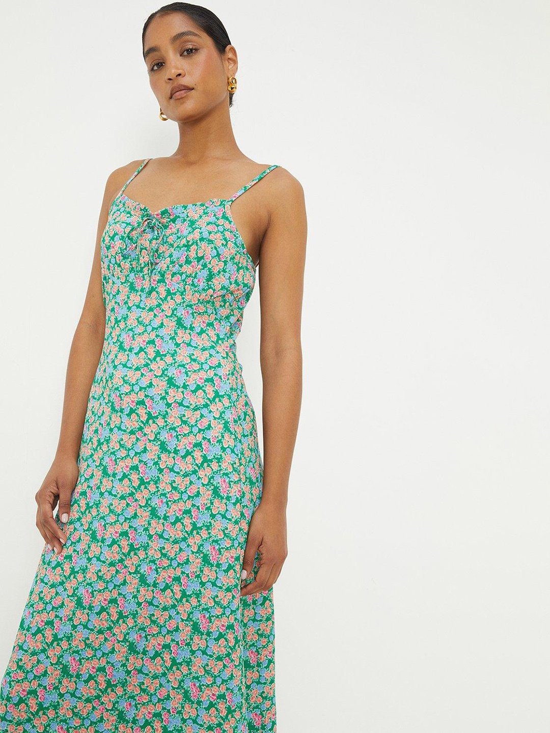 

DOROTHY PERKINS Floral Print A-Line Midi Dress, Green