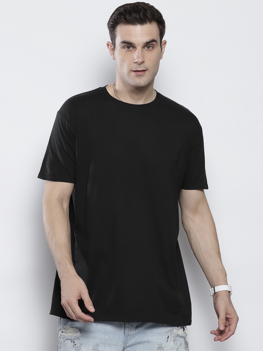 

boohooMAN Back Print Cotton Oversized T-shirt, Black