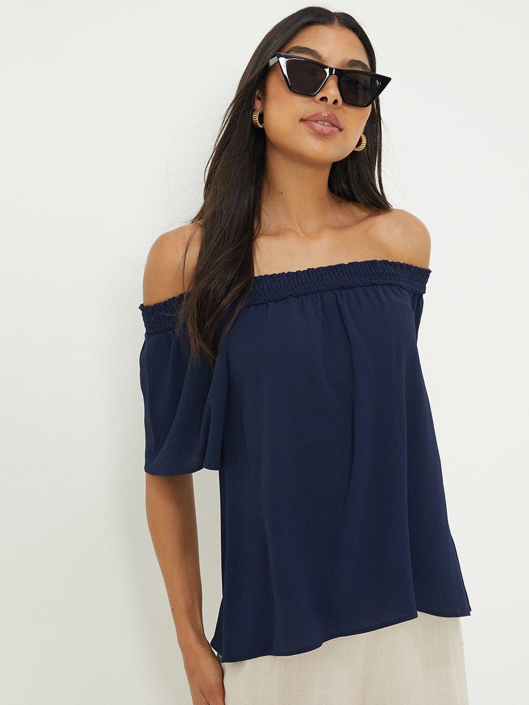 

DOROTHY PERKINS Off-Shoulder Bardot Top, Navy blue