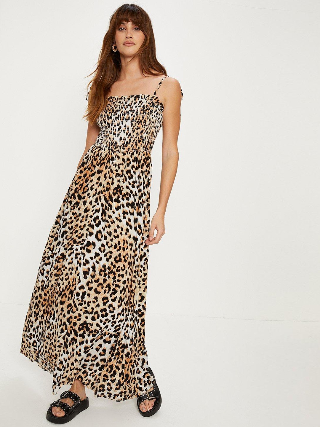 

OASIS Animal Print A-Line Maxi Dress, White