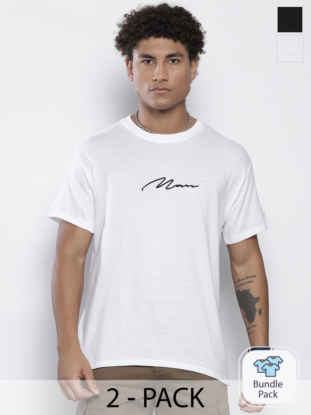 

boohooMAN Pack of 2 Pure Cotton T-shirts, White