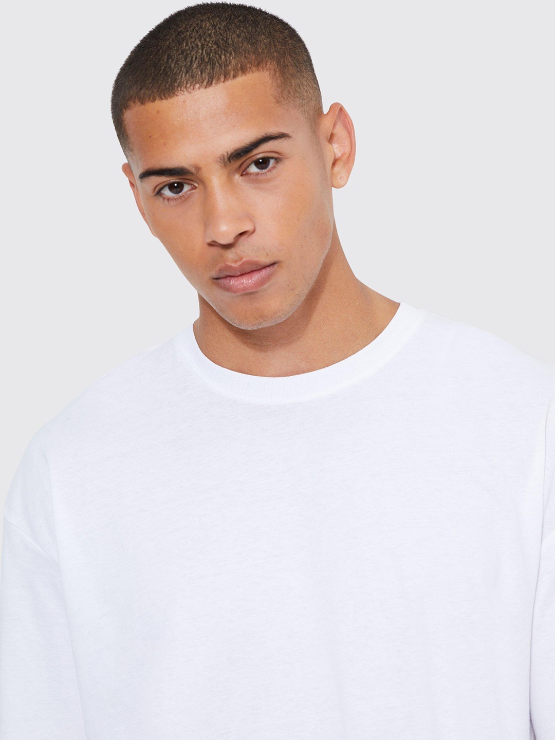 

boohooMAN Back Print Drop-Shoulder Sleeves Pure Cotton Oversized T-shirt, White