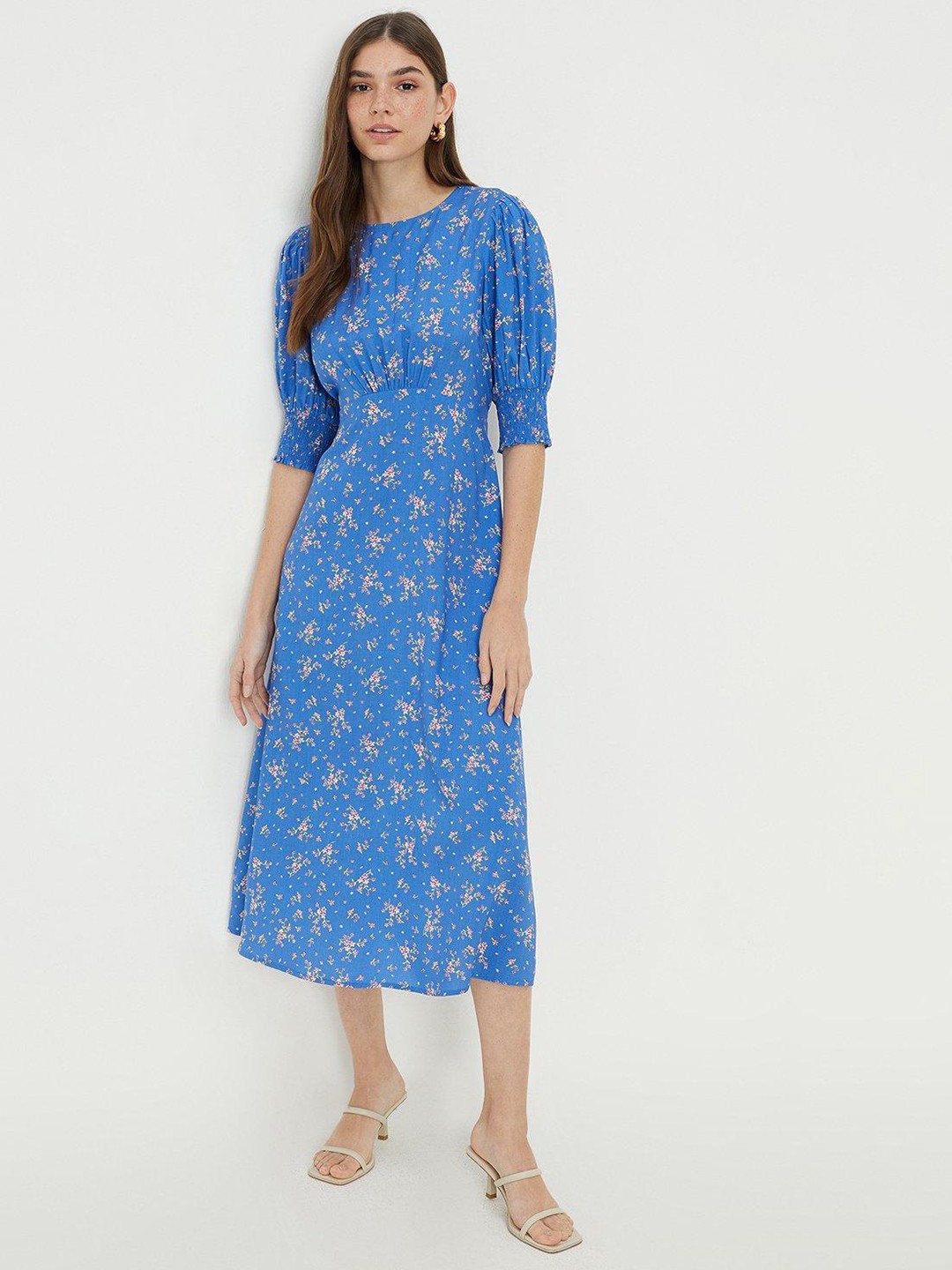 

DOROTHY PERKINS Floral Print A-Line Midi Dress, Blue