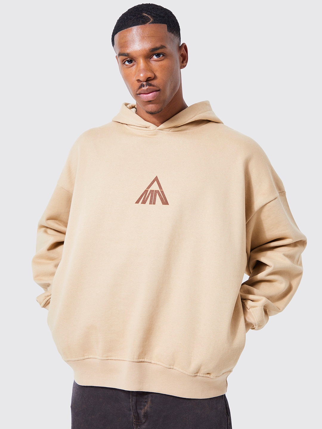 

boohooMAN Oversized Hooded Sweatshirt, Beige