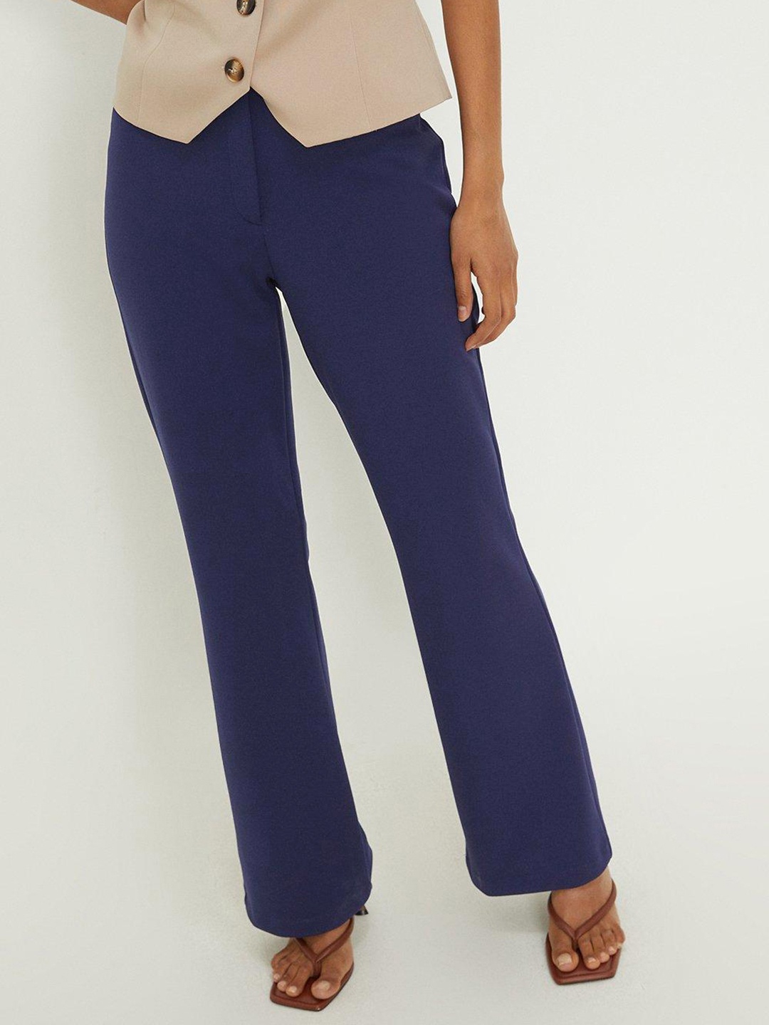 

DOROTHY PERKINS Women Solid Bootcut Trousers, Navy blue