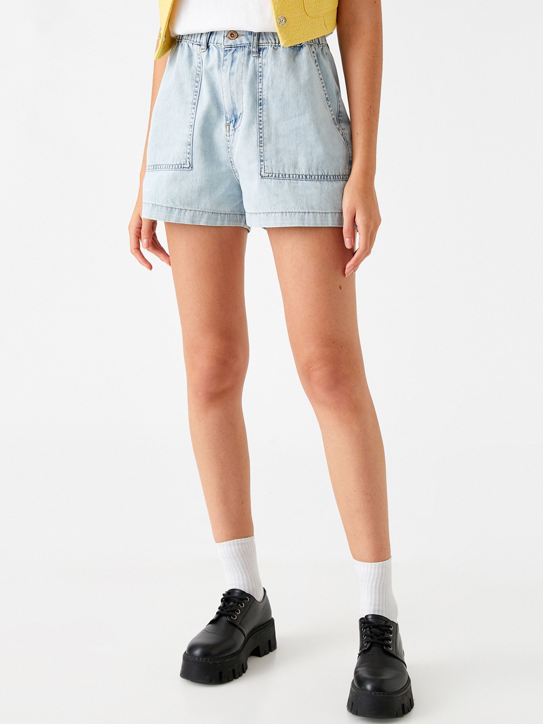 

Koton Women Cotton Mid-Rise Denim Shorts, Blue