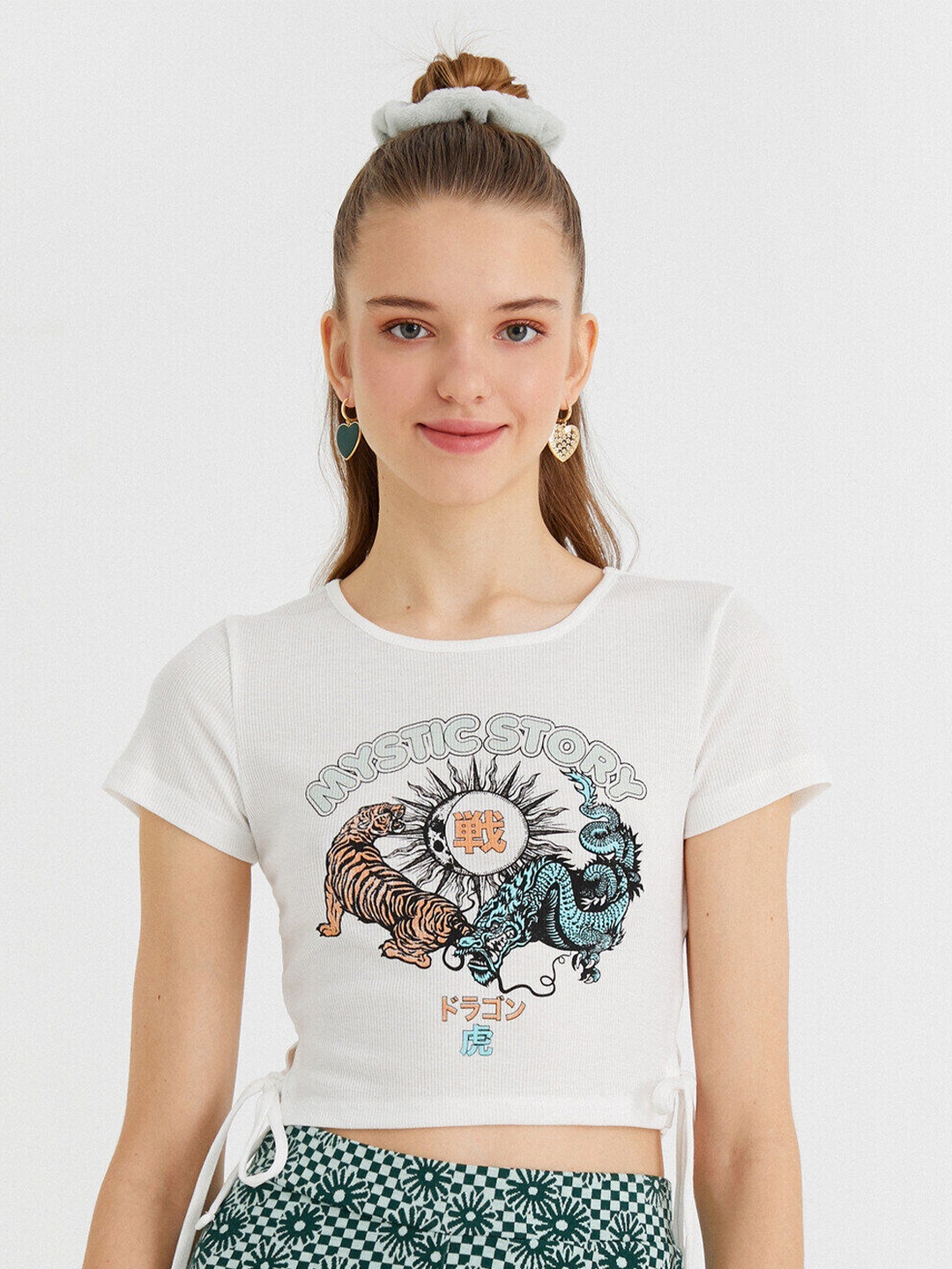 Koton Typography Printed Round Neck T-shirt, Off white